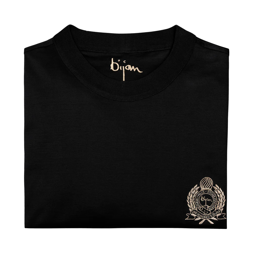 BIJAN BLACK WITH GOLD CREST LONG SLEEVE T-SHIRT