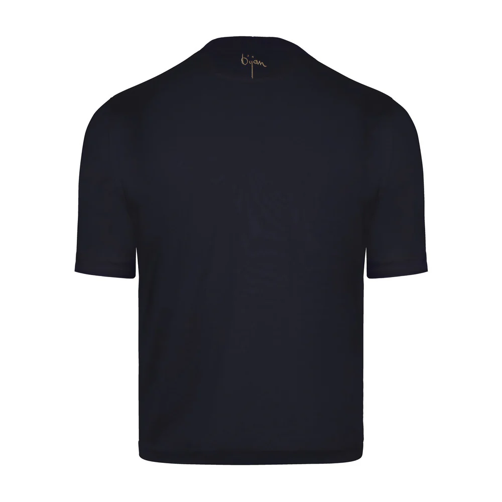 BIJAN T-SHIRTS  NAVY WITH METALLIC GOLD CREST SHORT SLEEVE T-SHIRT
