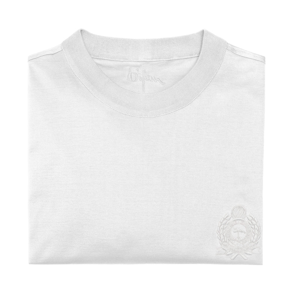 BIJAN T-SHIRTS  WHITE WITH WHITE CREST SHORT SLEEVE T-SHIRT