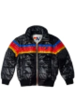 AVIATOR NATION 5 STRIPE KIDS TRAVELER JACKET - BLACK GLOSSY