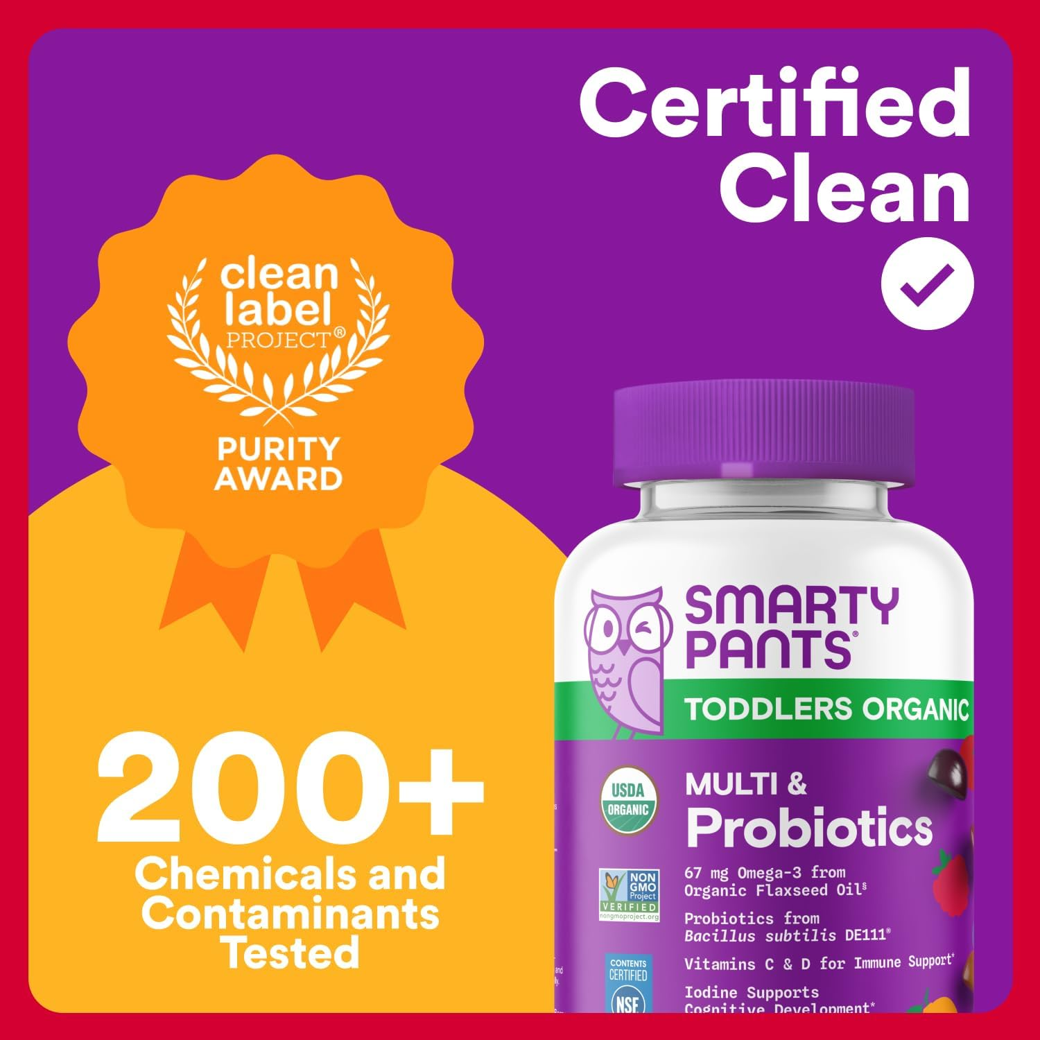 SMARTY PANTS ORGANICS GUMMY TODDLER MULTIVITAMIN 60 GUMMIES