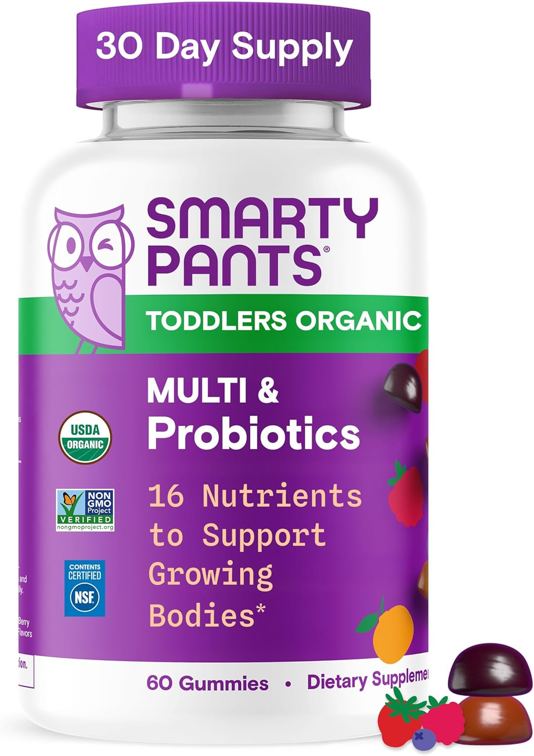 SMARTY PANTS ORGANICS GUMMY TODDLER MULTIVITAMIN 60 GUMMIES