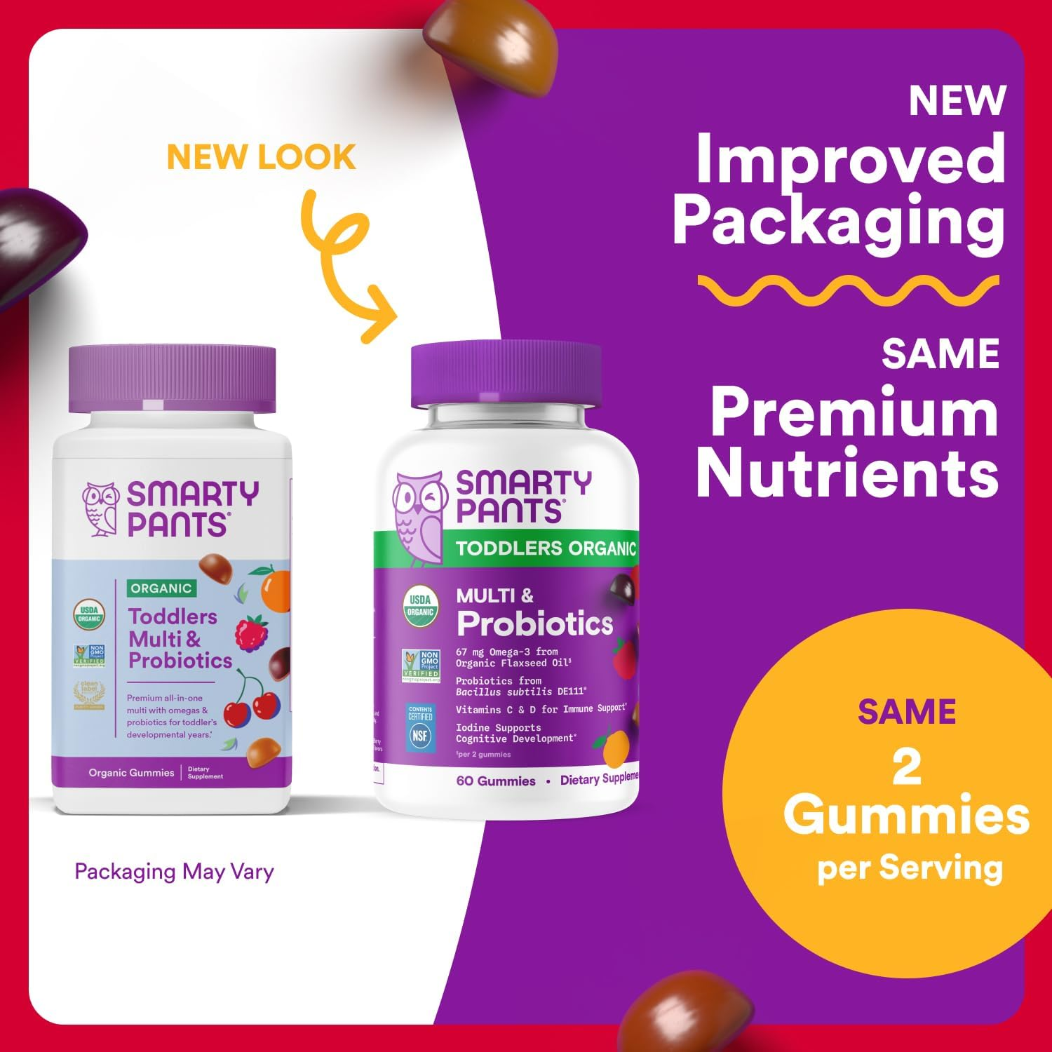 SMARTY PANTS ORGANICS GUMMY TODDLER MULTIVITAMIN 60 GUMMIES