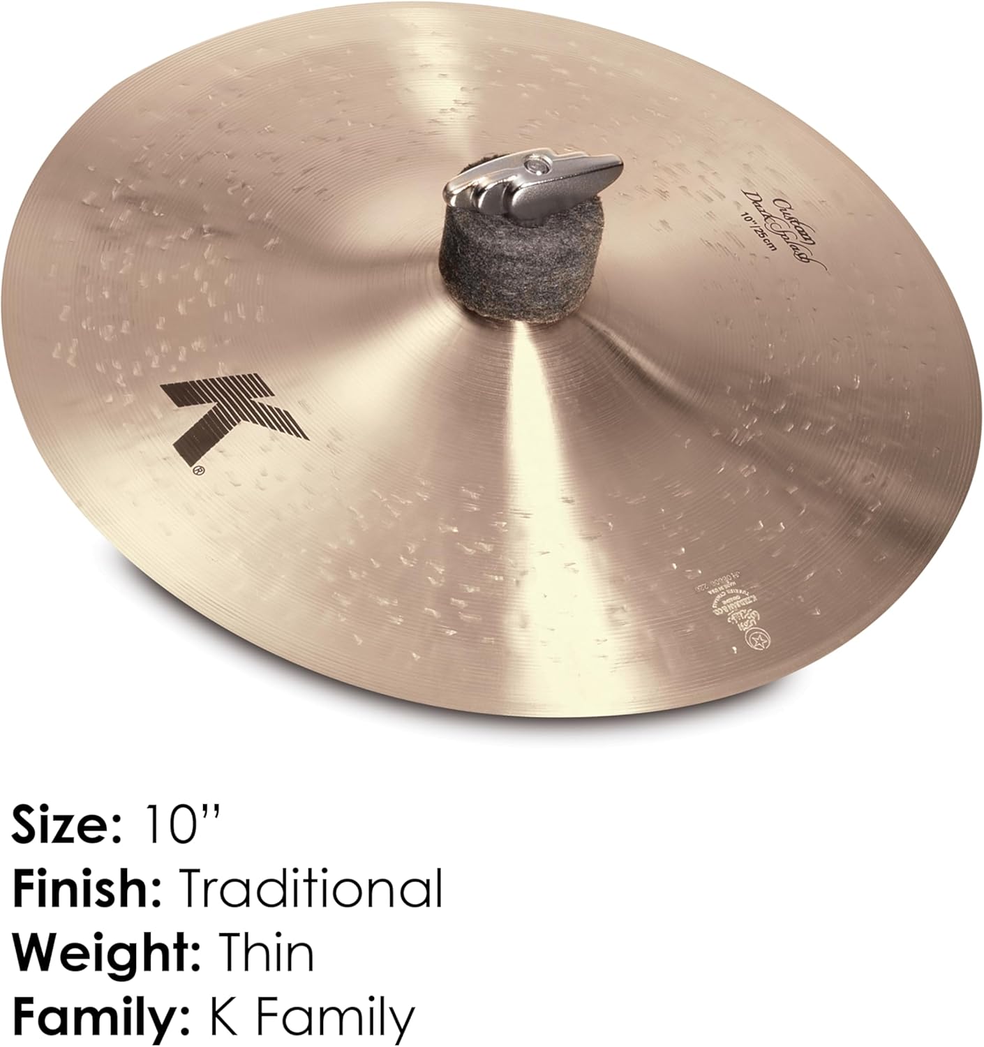 ZILDJIAN 10 K CUSTOM DARK SPLASH CYMBAL K0932 PROFESSIONAL CAST DRUM CYMBAL