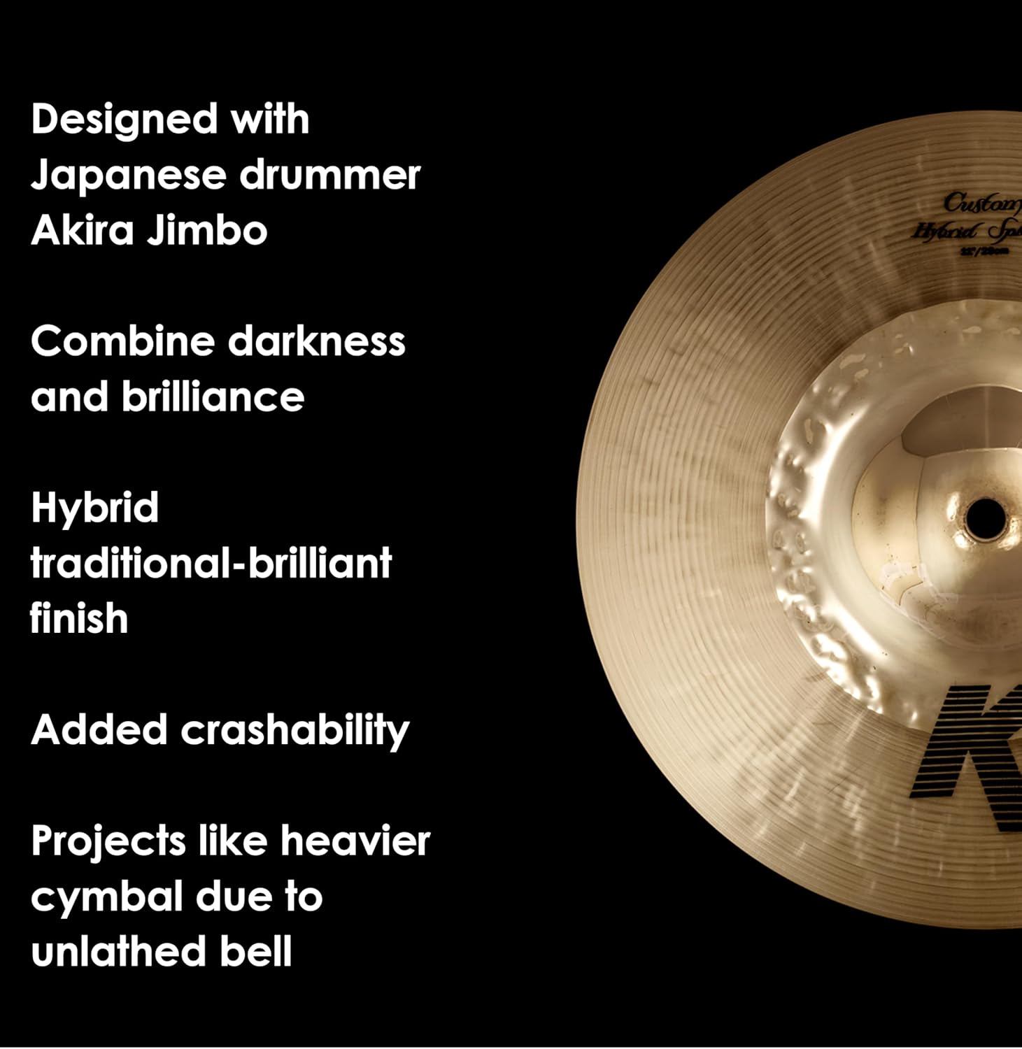 ZILDJIAN 11 K CUSTOM HYBRID SPLASH CYMBAL K1211 PROFESSIONAL CAST CYMBAL FOR DRUMMERS