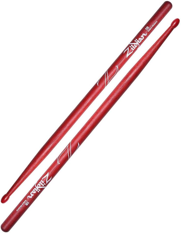 ZILDJIAN 5B RED NYLON TIP DRUMSTICKS DURABLE DRUM STICKS FOR DRUMMERS