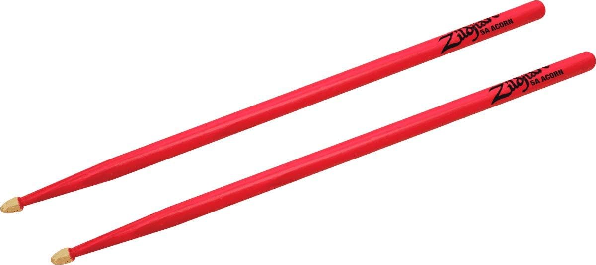 ZILDJIAN Z5AACDGP 5A ACORN NEON PINK DRUMSTICKS LIGHTWEIGHT, DURABLE DRUM STICKS