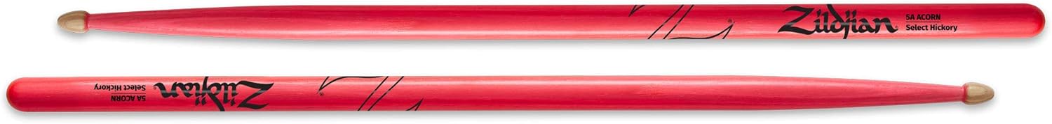 ZILDJIAN Z5AACDGP 5A ACORN NEON PINK DRUMSTICKS LIGHTWEIGHT, DURABLE DRUM STICKS