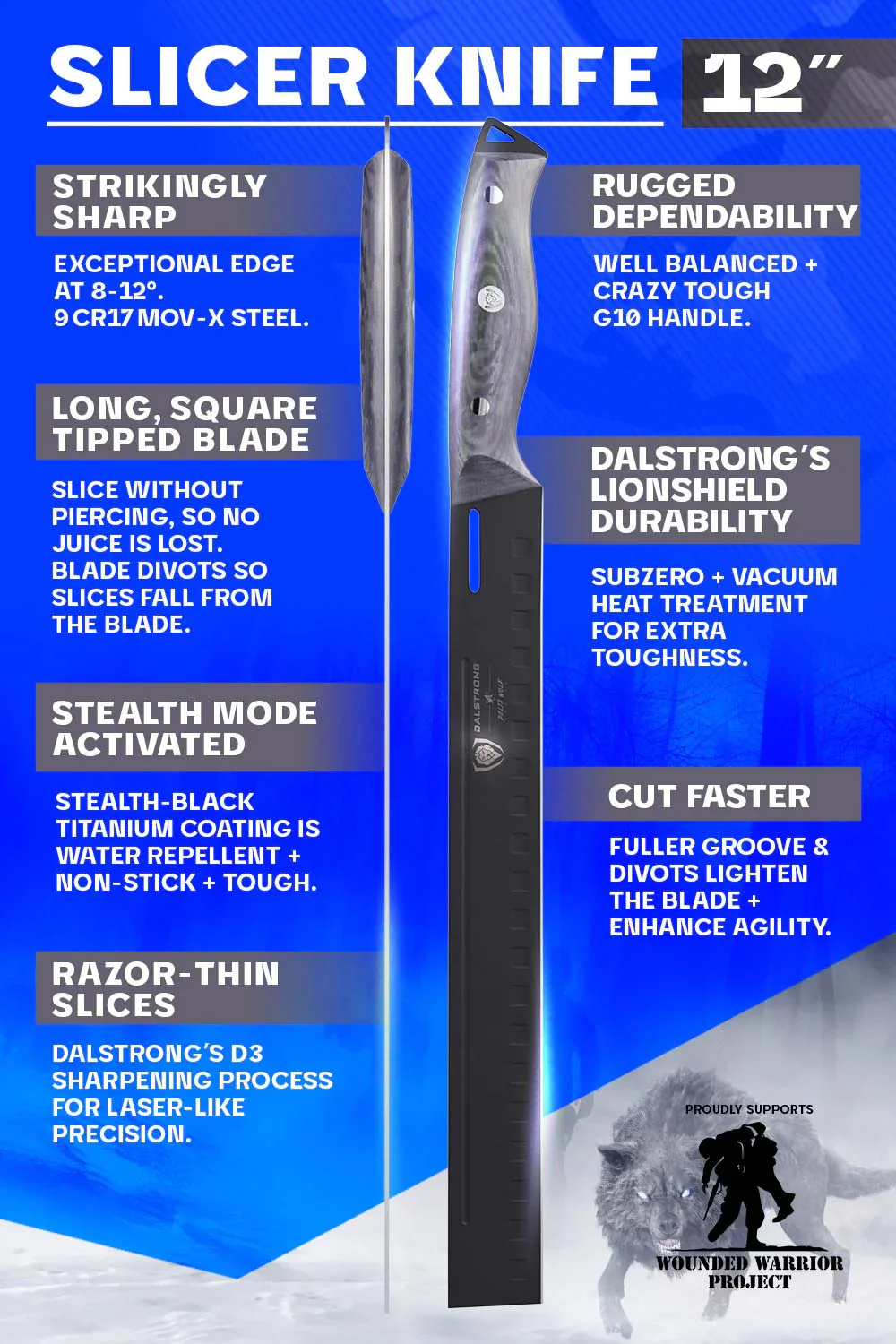 DALSTRONG DELTA WOLF SERIES SLICING & CARVING KNIFE 12"