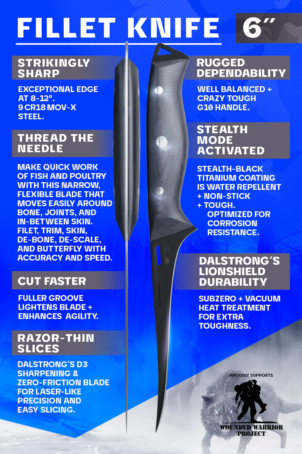 DALSTRONG DELTA WOLF SERIES FILLET KNIFE 6"
