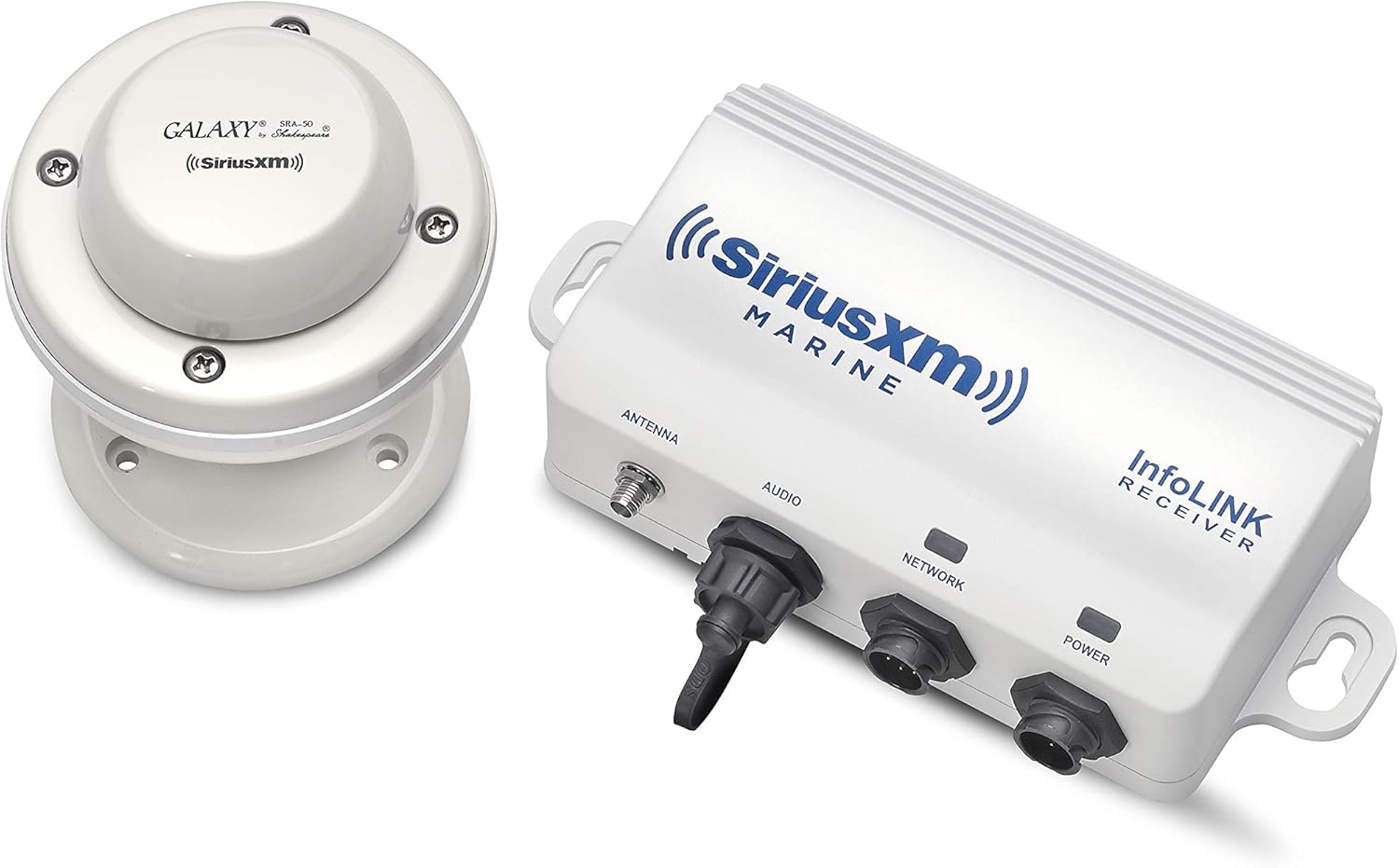 SIMRAD WM-4 SIRIUSXM MARINE SATELLITE WEATHER AUDIO RECEIVER WITH SHAKESPEARE SRA-50 ANTENNA