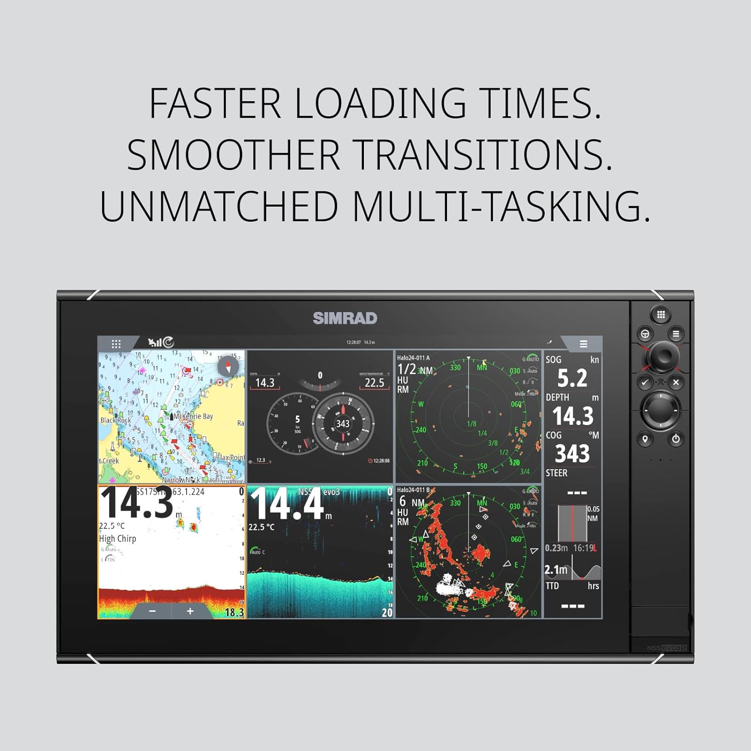 SIMRAD NSS EVO3S MULTIFUNCTION FISH FINDER CHARTPLOTTER 9, 12, 16 WITH PRELOADED C-MAP US CHARTS