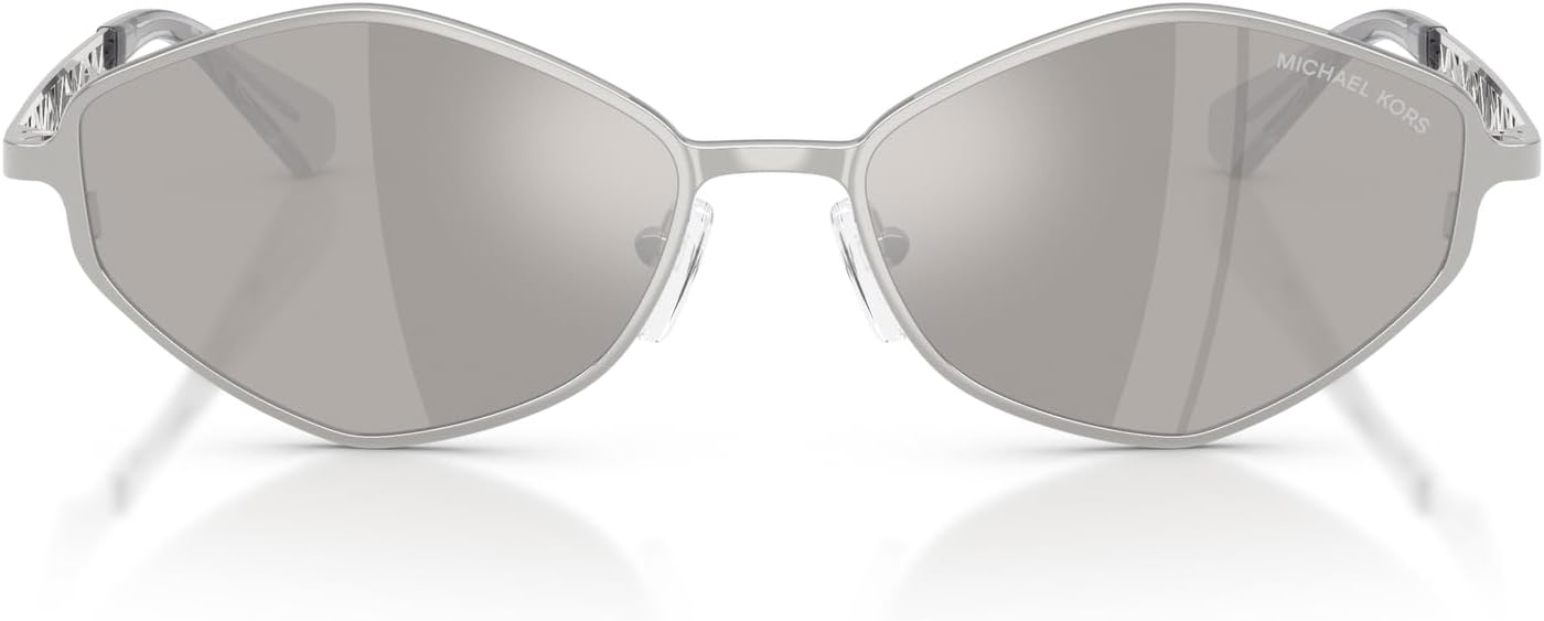 MICHAEL KORS WOMENS MK1181 GOLD COAST HEXAGONAL SILVER MIRRORED SUNGLASSES 56MM