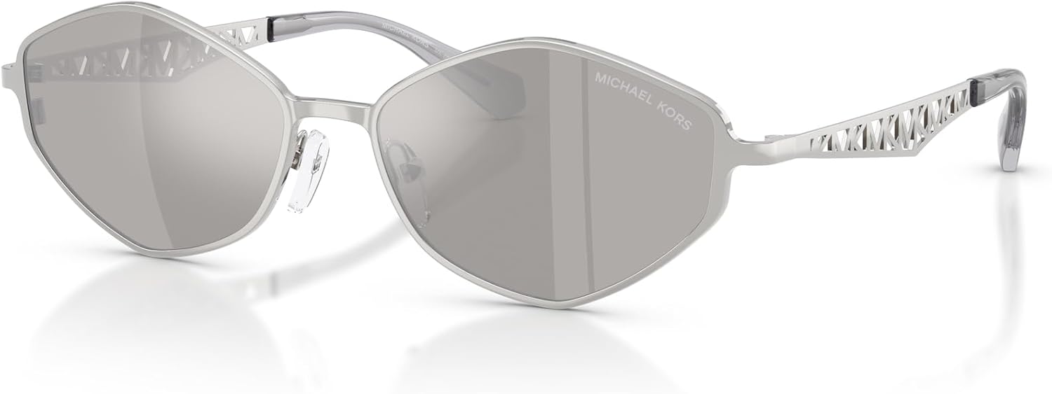 MICHAEL KORS WOMENS MK1181 GOLD COAST HEXAGONAL SILVER MIRRORED SUNGLASSES 56MM