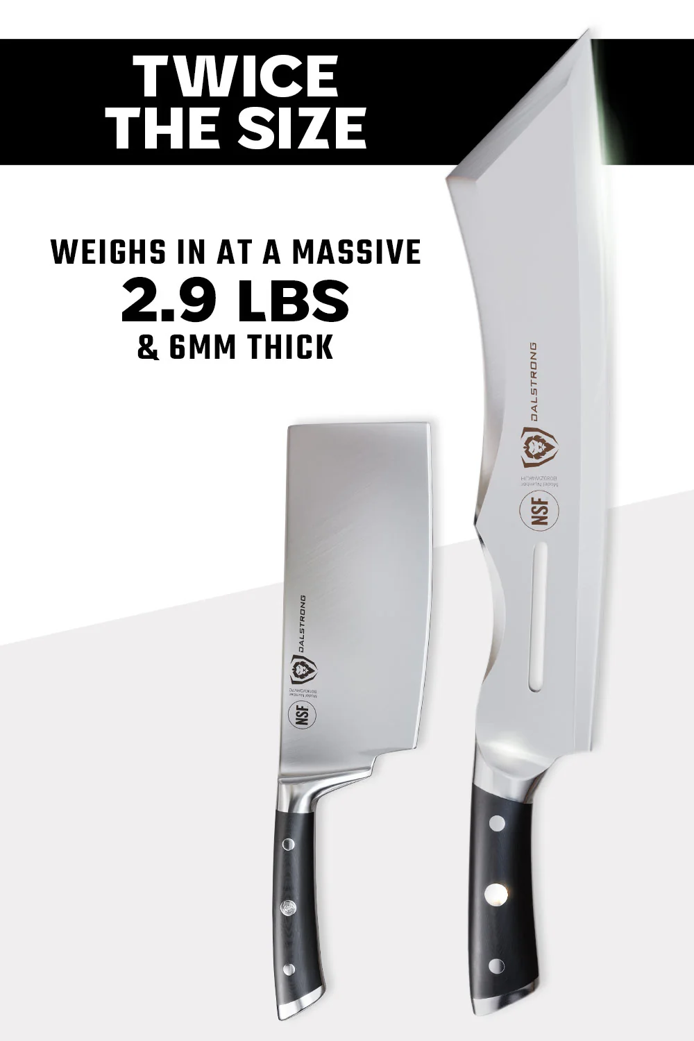 DALSTRONG 14" ANNIHILATOR MEAT CLEAVER WITH STAND + 8" CHEF'S KNIFE THE GLADIATOR BUNDLE