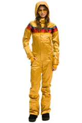 AVIATOR NATION WOMEN'S 5 STRIPE SATIN POWDER SUIT - CHAMPAGNE