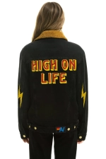AVIATOR NATION HIGH ON LIFE RANCH SHERPA DENIM JACKET - VINTAGE BLACK