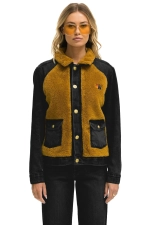 AVIATOR NATION ASPEN SHERPA UNISEX DENIM JACKET - BLACK HONEY
