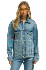 AVIATOR NATION STOKED OVERSIZED CONCERT DENIM JACKET - VINTAGE