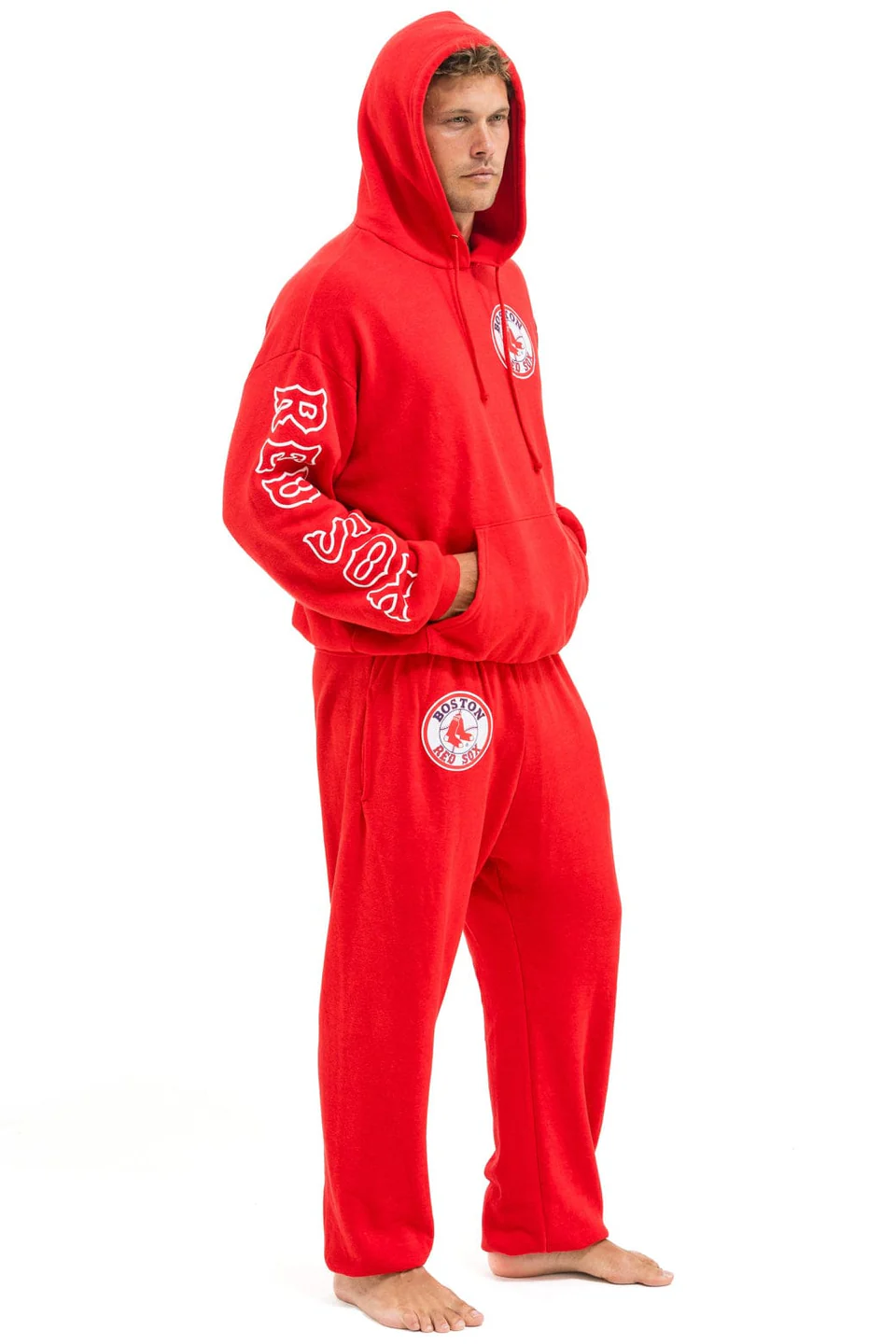 AVIATOR NATION RED SOX RELAXED PULLOVER HOODIE - RED