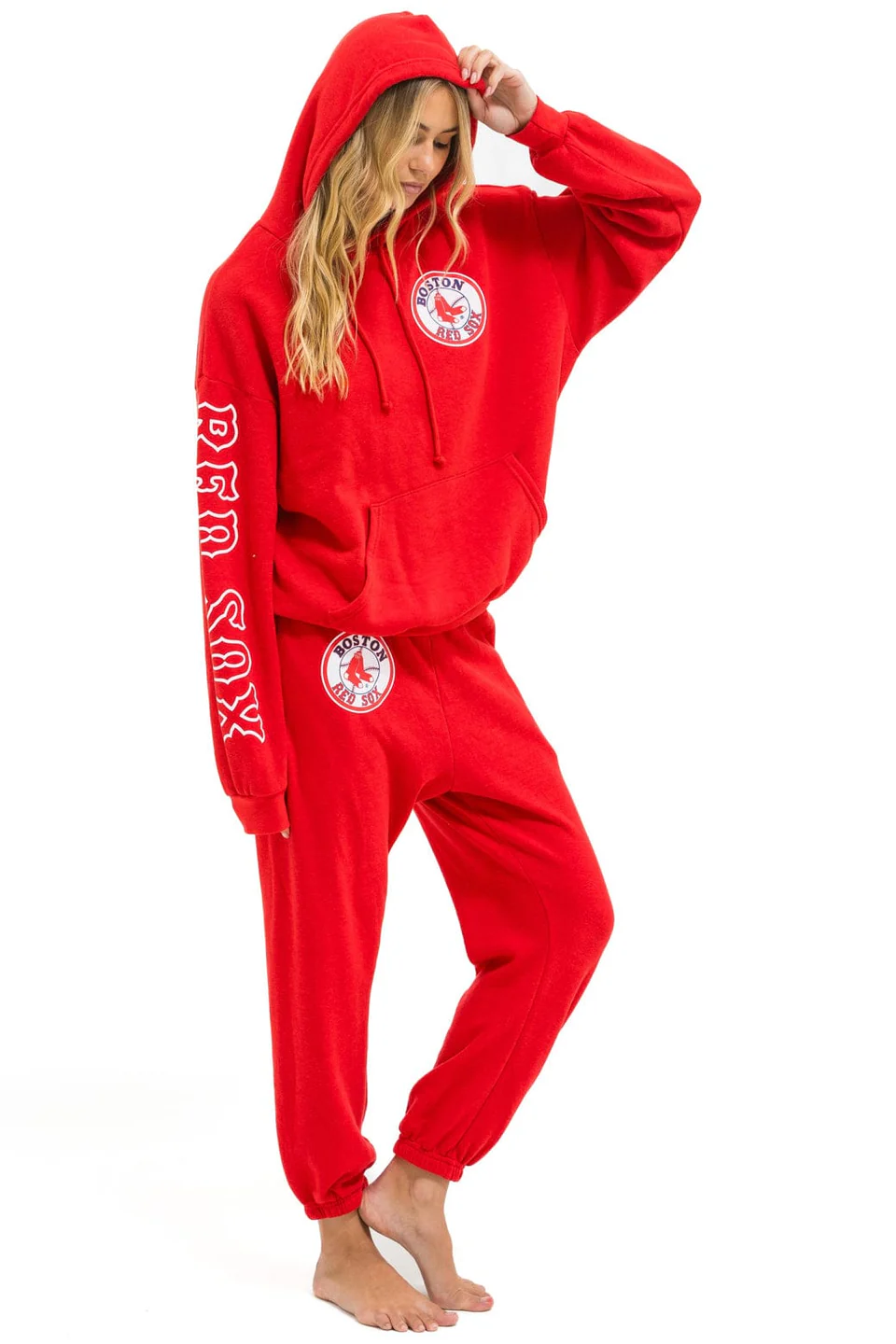 AVIATOR NATION RED SOX RELAXED PULLOVER HOODIE - RED