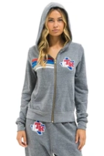 AVAITOR NATION TEXAS RANGERS 5 STRIPE ZIP HOODIE - HEATHER GREY // USA