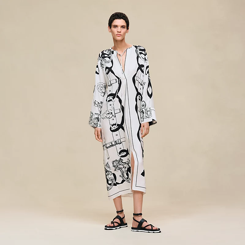 HERMES FERRONNERIE REMIX" CAFTAN BLANC NACRE