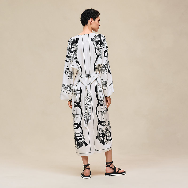 HERMES FERRONNERIE REMIX" CAFTAN BLANC NACRE