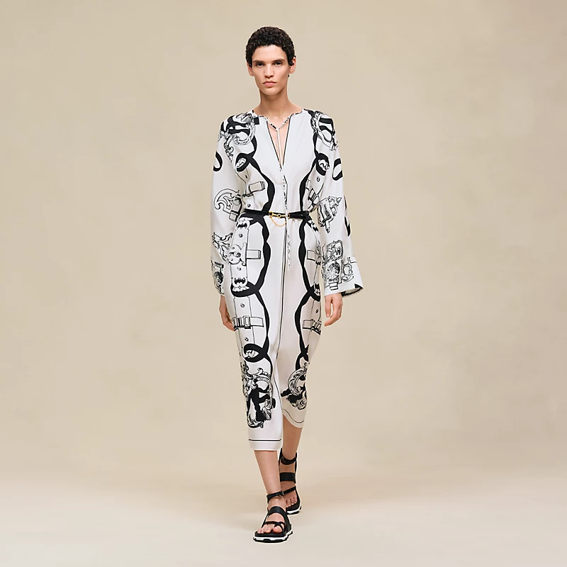 HERMES FERRONNERIE REMIX" CAFTAN BLANC NACRE