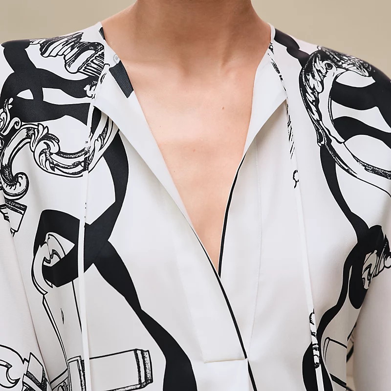 HERMES FERRONNERIE REMIX" CAFTAN BLANC NACRE