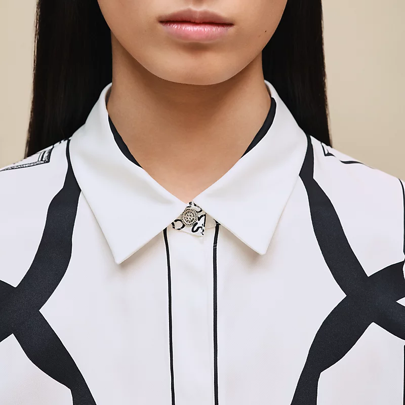 HERMES FERRONNERIE REMIX" CLASSIC SHIRT BLANC NACRE