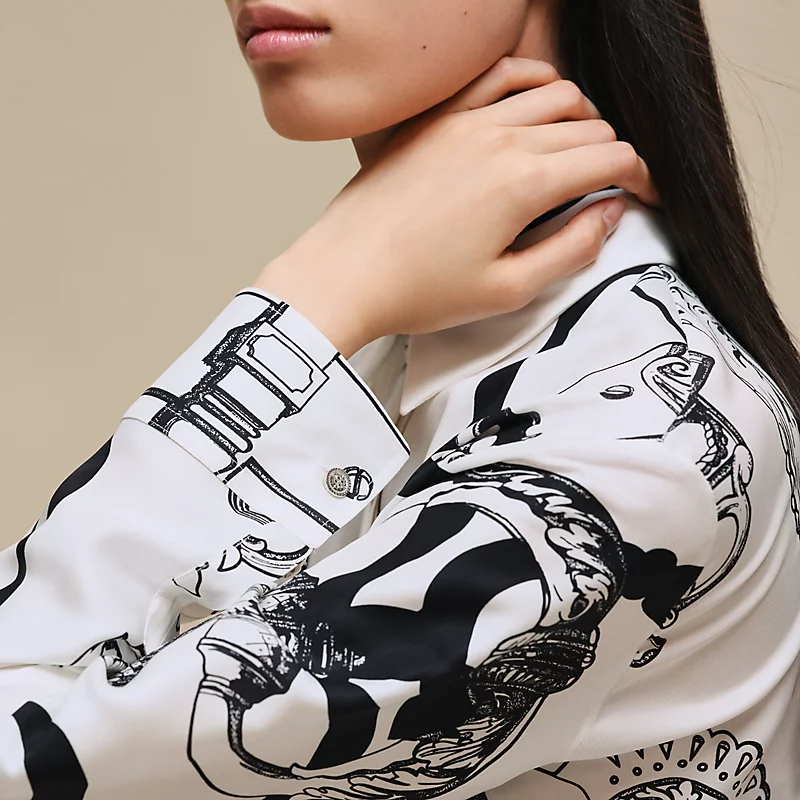 HERMES FERRONNERIE REMIX" CLASSIC SHIRT BLANC NACRE