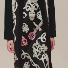 HERMES FERRONNERIE REMIX" LONG-SLEEVE TWILLAINE CARDIGAN NOIR
