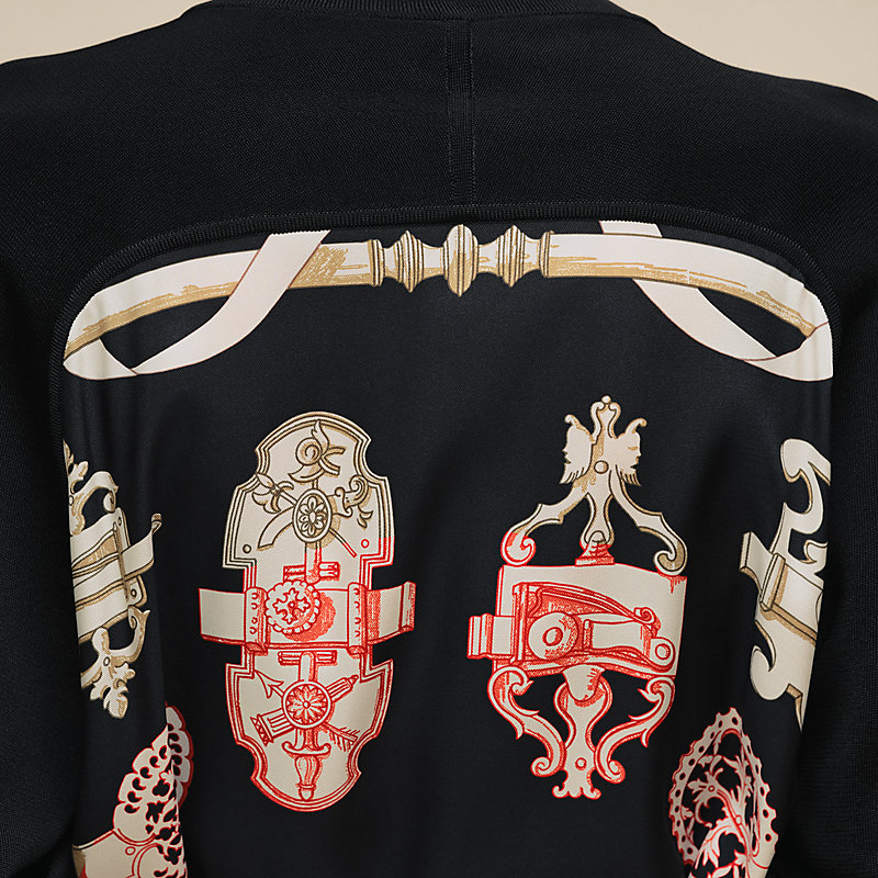 HERMES FERRONNERIE REMIX" LONG-SLEEVE TWILLAINE CARDIGAN NOIR