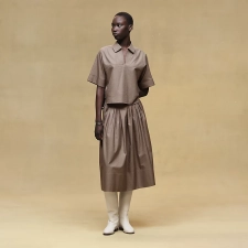HERMES CROPPED POLO BLOUSE GRIS / éTOUPE