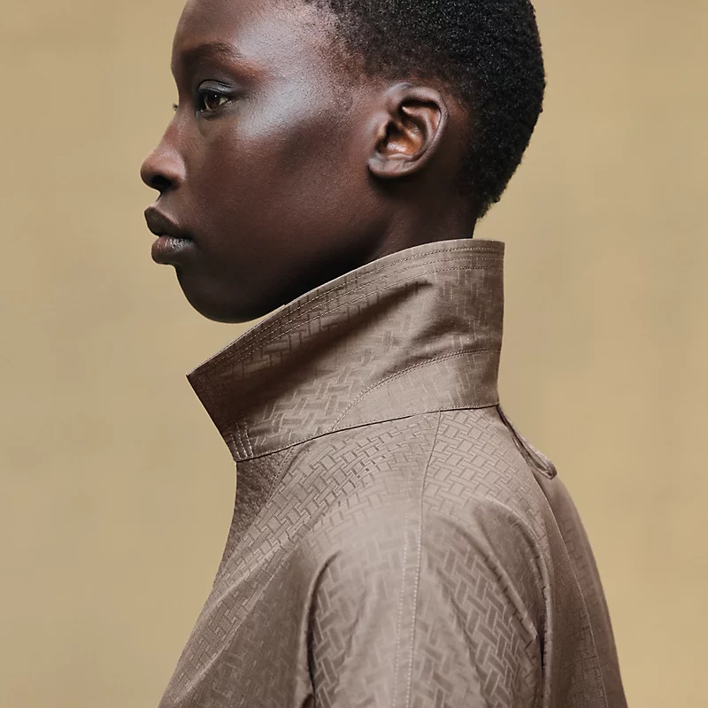 HERMES CROPPED POLO BLOUSE GRIS / éTOUPE