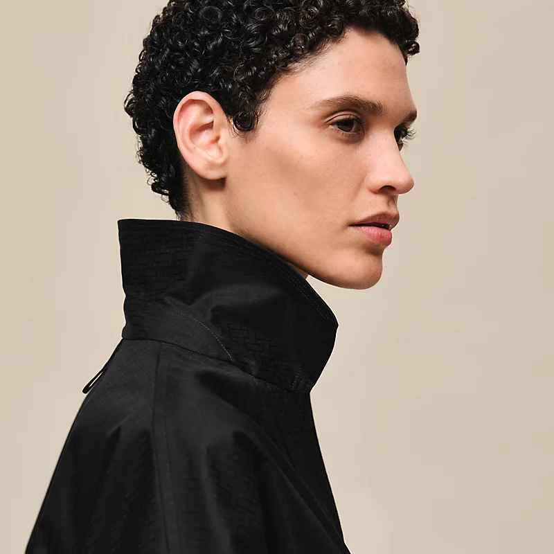 HERMES CROPPED POLO BLOUSE NOIR