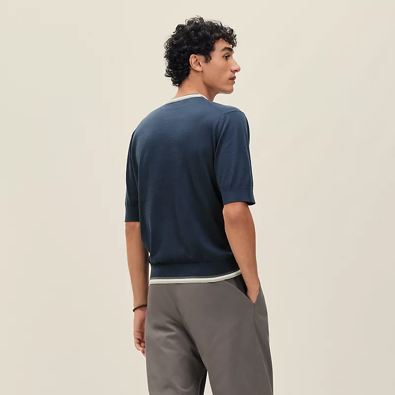 HERMES RAYURES & TWIST" CREWNECK SWEATER INDIGO