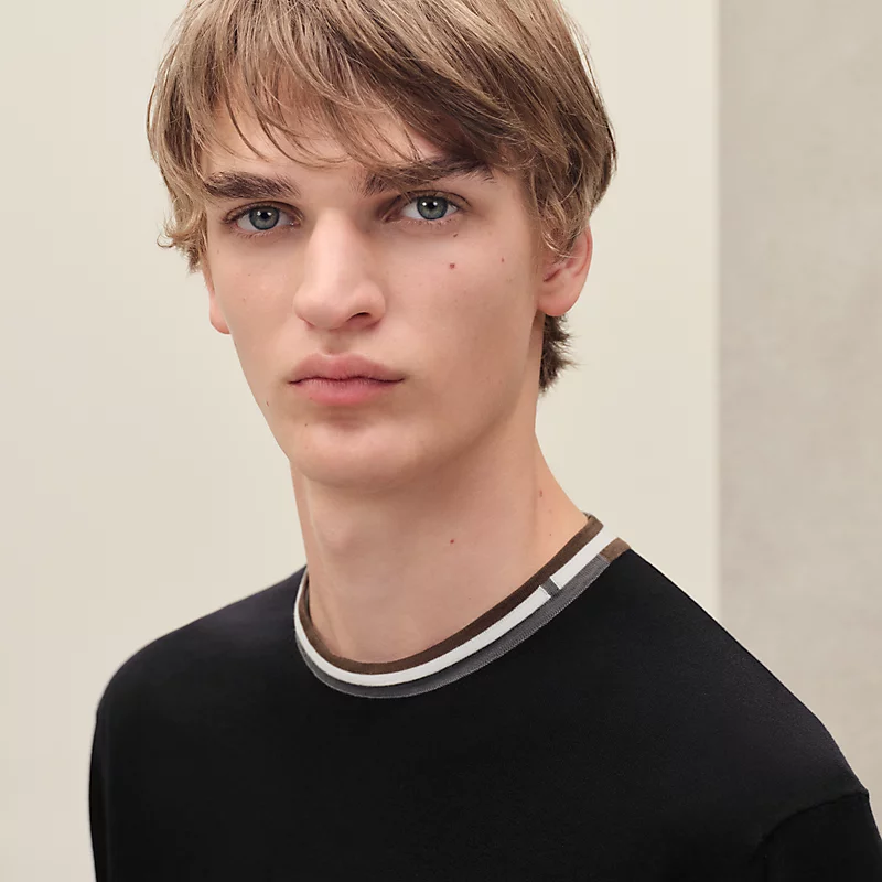 HERMES RAYURES & TWIST" CREWNECK SWEATER NOIR