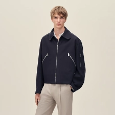 HERMES ZIPPED STRAIGHT CUT JACKET MARINE