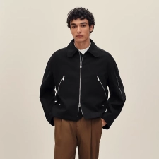 HERMES ZIPPED STRAIGHT CUT JACKET NOIR