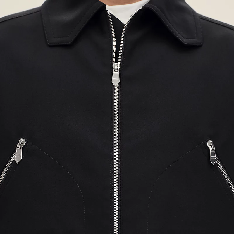 HERMES ZIPPED STRAIGHT CUT JACKET NOIR