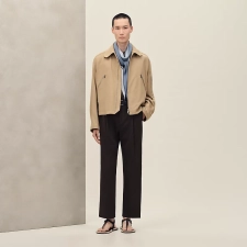 HERMES ZIPPED STRAIGHT CUT JACKET KRAFT