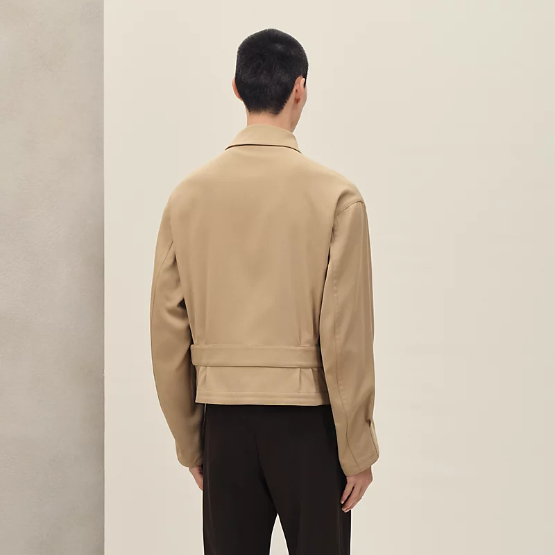 HERMES ZIPPED STRAIGHT CUT JACKET KRAFT