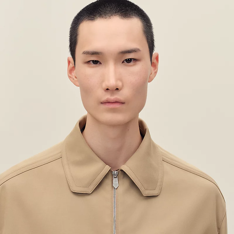 HERMES ZIPPED STRAIGHT CUT JACKET KRAFT