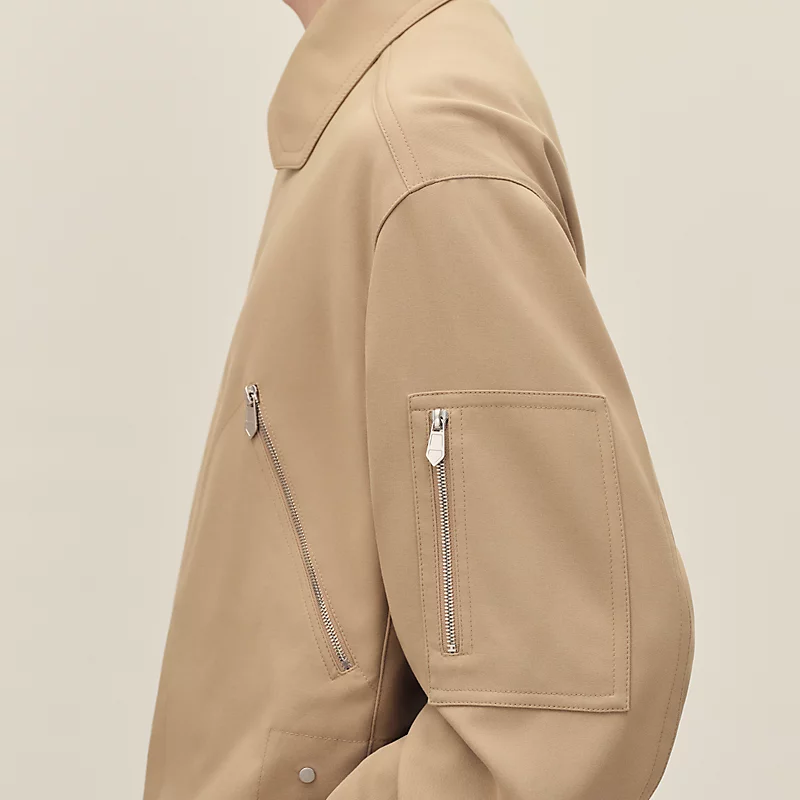 HERMES ZIPPED STRAIGHT CUT JACKET KRAFT