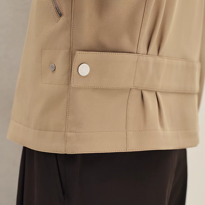 HERMES ZIPPED STRAIGHT CUT JACKET KRAFT