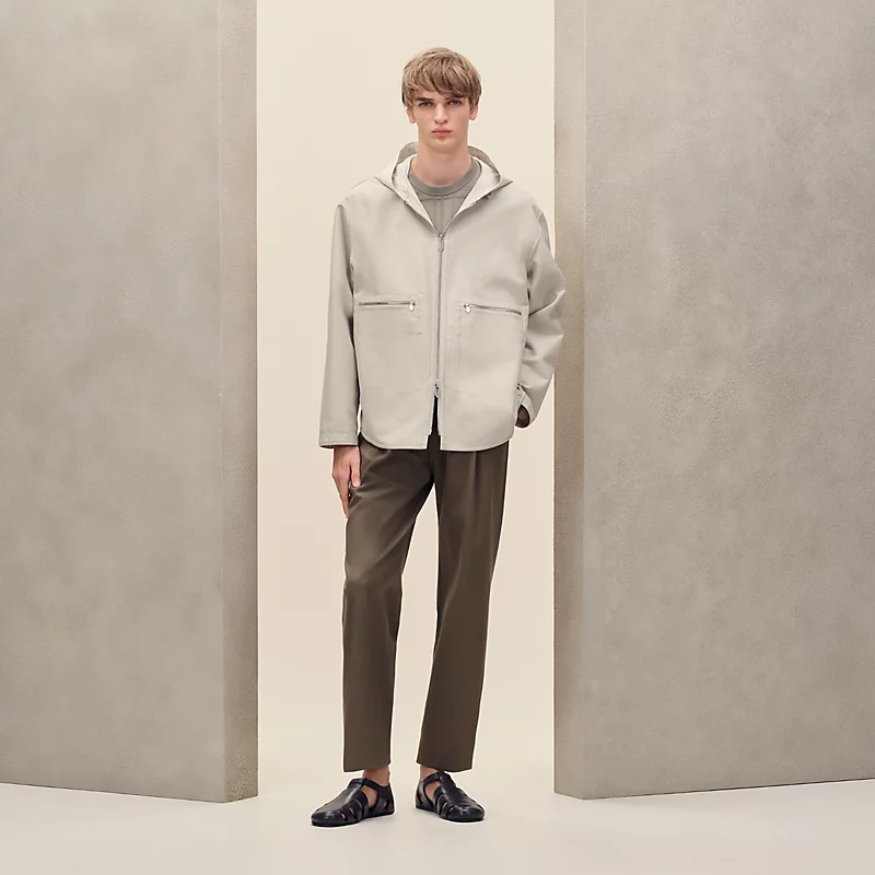 HERMES REVERSIBLE HOODED JACKET MASTIC