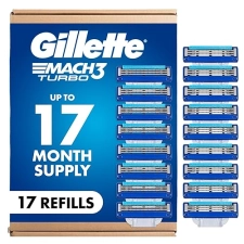 GILLETTE MACH3 TURBO MENS RAZOR BLADE REFILLS 17 COUNT HIGH-QUALITY SHAVING BLADES
