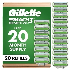 GILLETTE MACH3 SENSITIVE MENS RAZOR BLADE REFILLS 20 COUNT FOR SMOOTH SHAVING